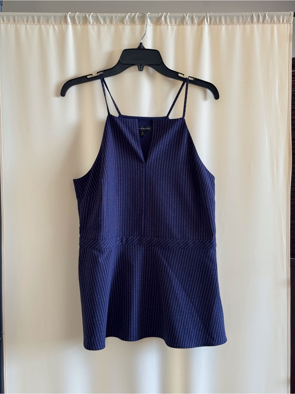 Banana Republic Navy Pinstripe Notch-Neck Peplum Cami women - Picture 9 of 11
